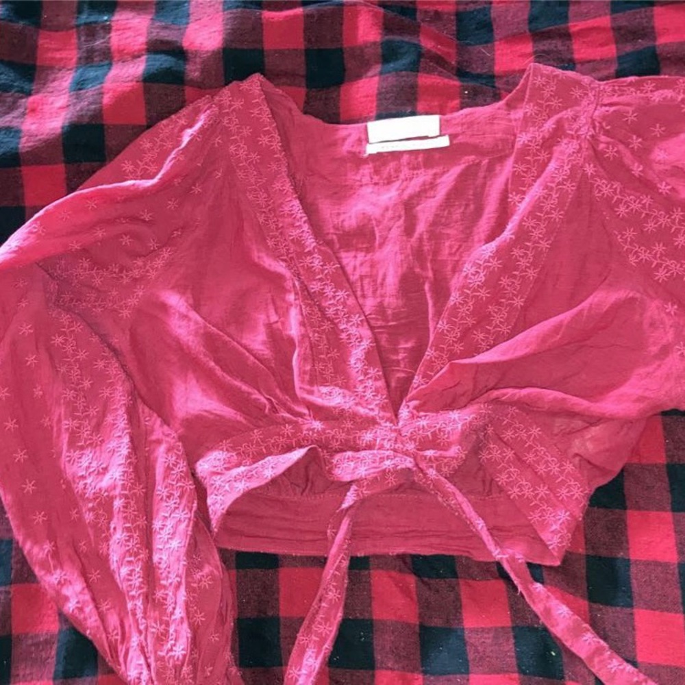 Women's URBAN OUTFITTERS Redish pink Embroidered Top
